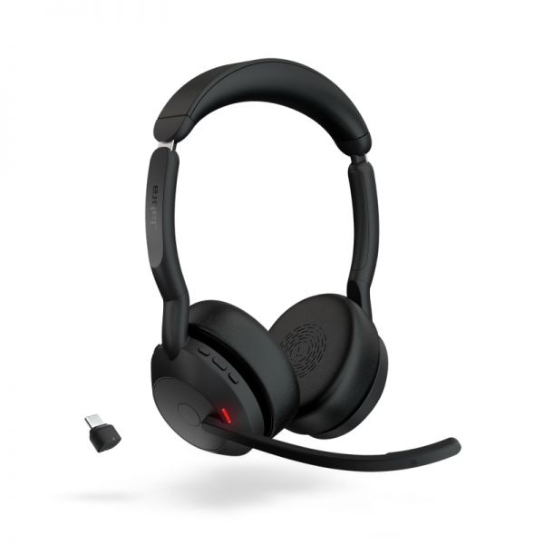 Jabra Evolve2 55 MS Auriculares Estero Link 380 con Microfono - Bluetooth - USB-C - Cancelacion de R