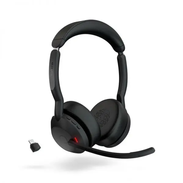 Jabra Evolve2 55 MS Auriculares Estero Link 380 con Microfono - Bluetooth - USB-C - Cancelacion de R