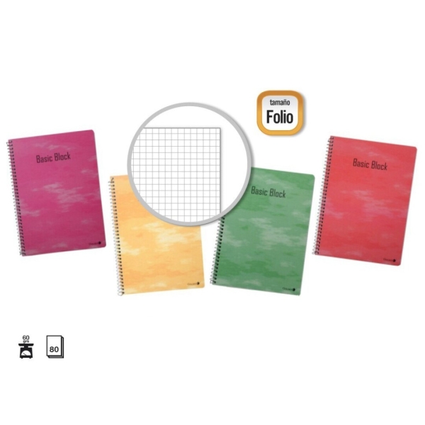 Golden Pack de 10 Cuadernos Espiral 80 Hojas 60gr Cuadricula - Tama�o Folio - Tapa Normal Plastifica