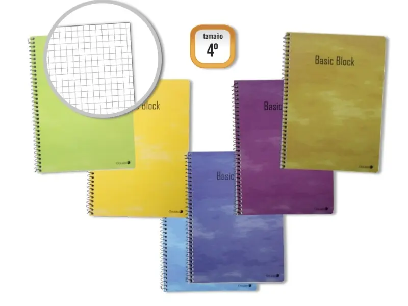 Golden Pack de 10 Cuadernos Espiral 80 Hojas 60gr Cuadricula - Tama�o 4� - Tapa Normal Plastificada 
