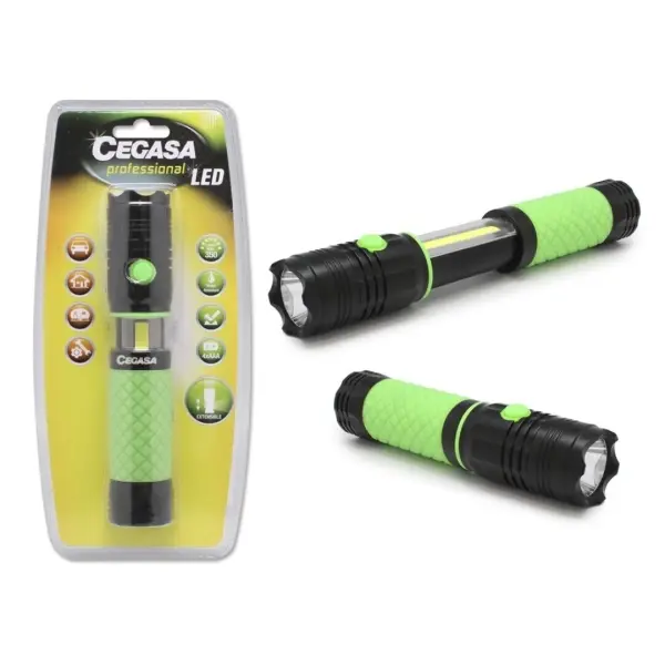 Cegasa Profesional Linterna LED Extensible con Luz Frontal 350lm y Luz Lateral 120lm - Resistente al