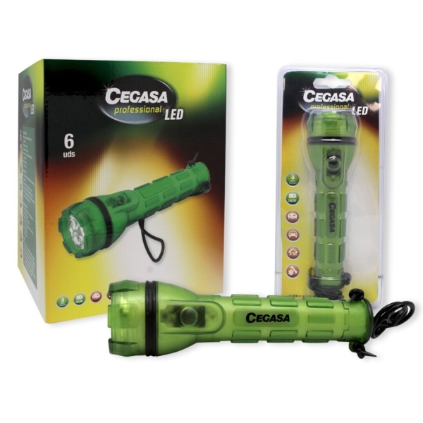 Cegasa Profesional Linterna de 3 LED - Resistente a Golpes y Agua IP44 - Funciona con 2 Pilas AA LR6