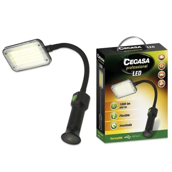 Cegasa Profesional Linterna Flexible LED hasta 1000lm - Autonomia hasta 4h - Bateria Recargable 2000