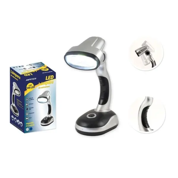 Jupiter Lampara de Sobremesa COB-LED 40lm - Tambien se puede Usar como Linterna - Funciona con 3 Pil
