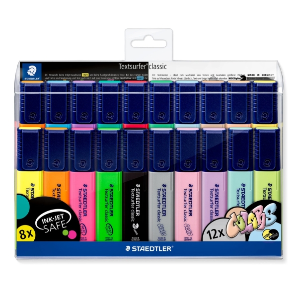 Staedtler Textsurfer Classic 364 Pack de 20 Marcadores Fluorescentes - Punta Biselada 1 - 5mm Aprox 