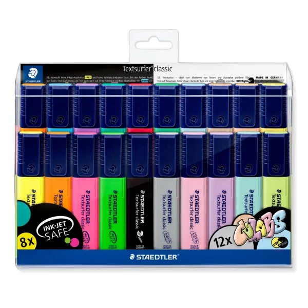 Staedtler Textsurfer Classic 364 Pack de 20 Marcadores Fluorescentes - Punta Biselada 1 - 5mm Aprox 
