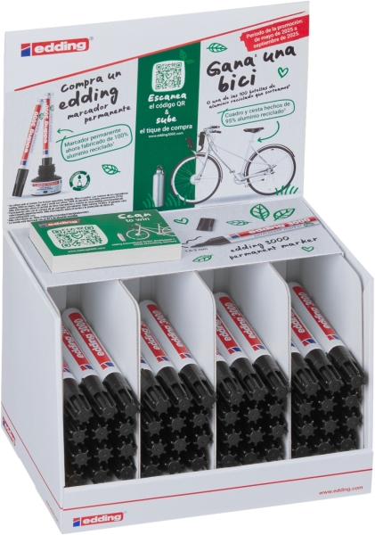 Edding 3000 Expositor con 48 Rotuladores Permanentes - Punta Redonda de 1.5mm - Trazo entre 1.5 y 3m