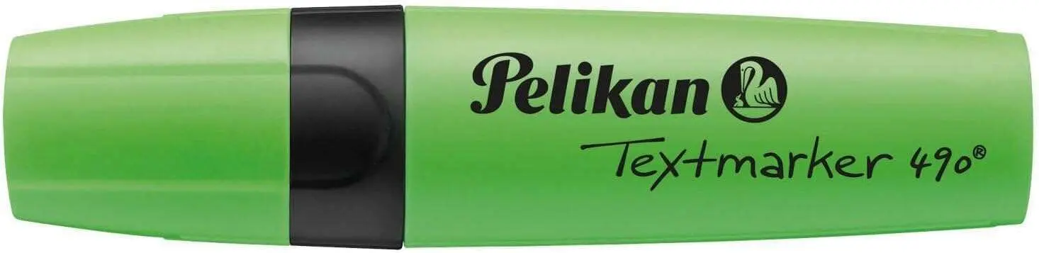 Pelikan Subrayador Textmarker 490 - Base de Agua - 3 Anchos de Trazo - Color Verde Fluorescente
