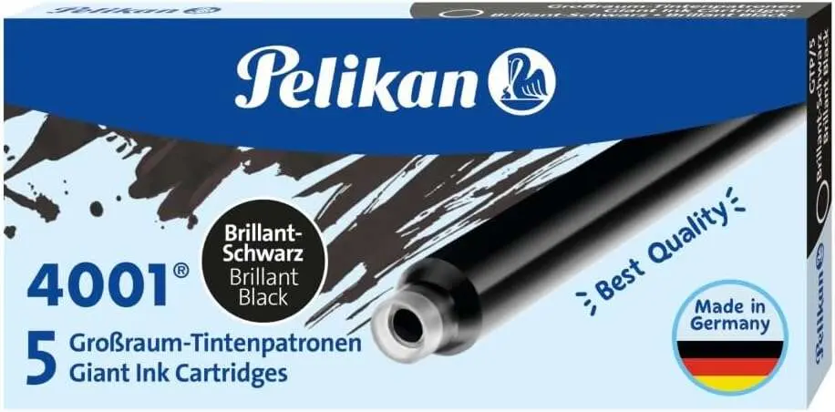 Pelikan 4001 GTP/5 Pack de 5 Cartuchos Largos - Tinta de Alta Calidad - Compatible con Plumas Estilo