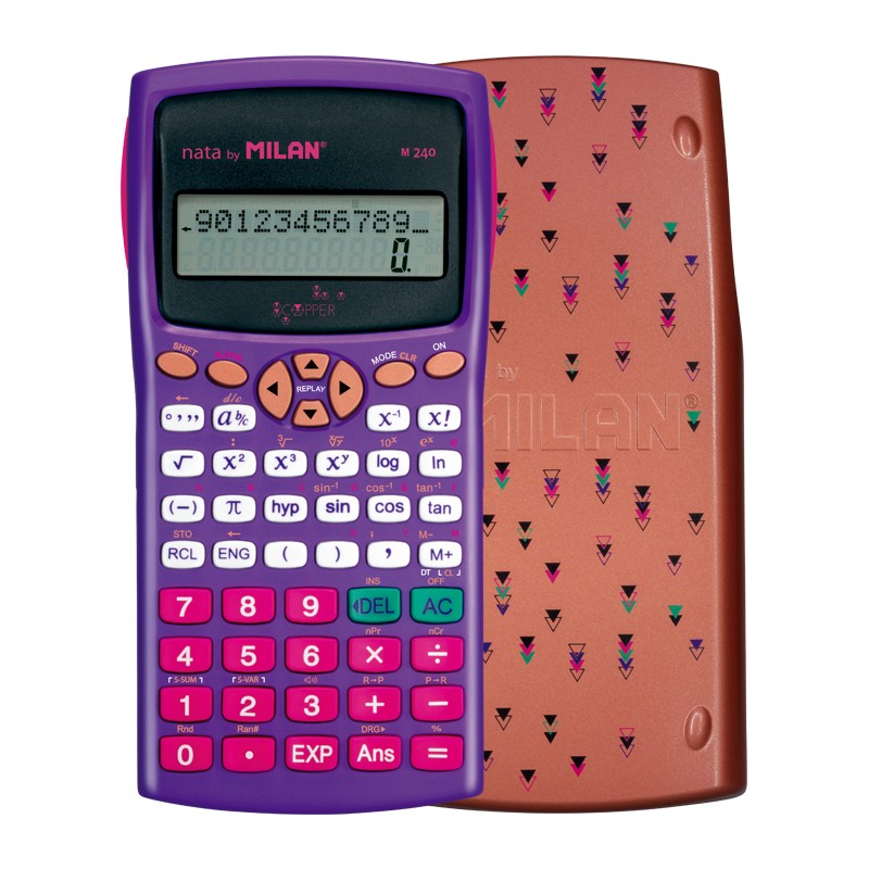 Milan M240 Calculadora Cientifica Copper 10+2 Digitos - Pantalla de 2 Lineas - 240 Funciones Integra
