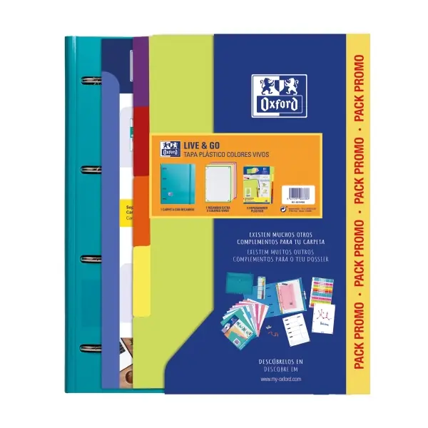 Oxford Europeanbinder Live & Go Carpeta Tama�o A4+ con Recambio + Separadores - Tapa de Plastico Pol