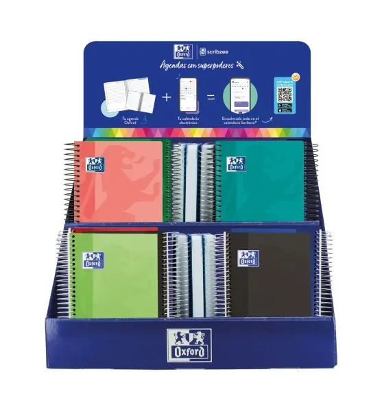 Oxford Basicos Expositor de 38 Agendas Escolares 25/26 Espiral - Incluye Agendas de Dia Pagina y Sem