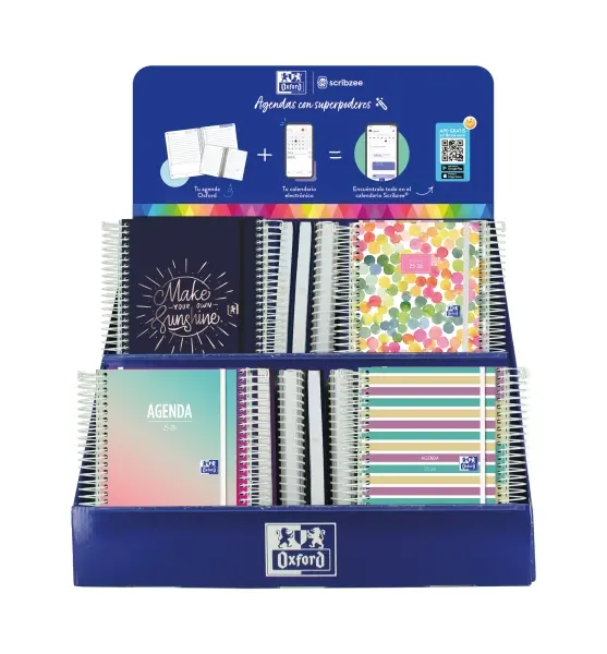 Oxford Impulso Expositor de 38 Agendas Escolares 25/26 Espiral - Incluye Agendas de Dia Pagina y Sem