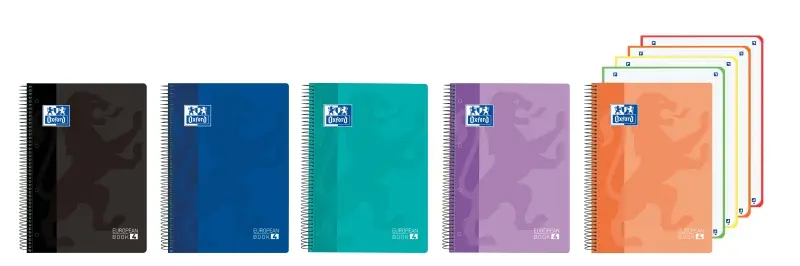 Oxford Europeanbook 4 Cuaderno A5+ Cuadriculado 5x5mm 120 Hojas 90gr - Tapa Superresistente - 4 Band