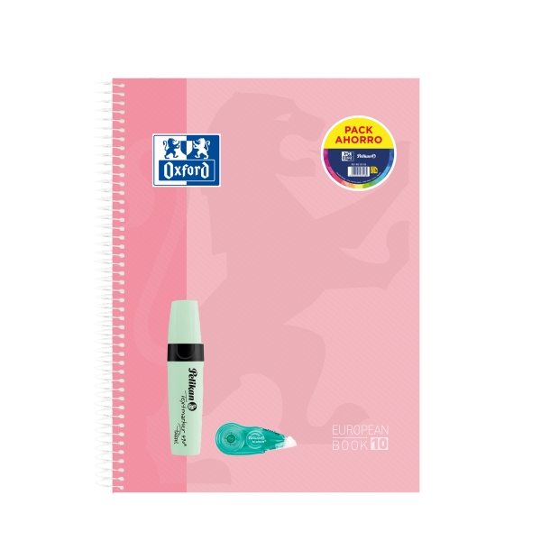 Oxford Europeanbook 10 Touch Cuaderno A4+ Cuadriculado 5x5mm 150 Hojas + Marcador Texmarker 490 Past