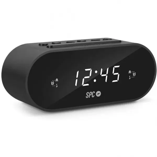 SPC Frodi Radio Despertador - Pantalla LED con Brillo Regulable - Boton Snooze - Almacena 10 Emisora