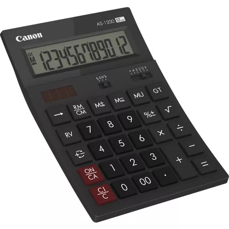 Canon AS-1200 Calculadora de Sobremesa con Pantalla LCD de 12 Digitos - Funciones de Calculo de Reca
