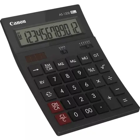 Canon AS-1200 Calculadora de Sobremesa con Pantalla LCD de 12 Digitos - Funciones de Calculo de Reca