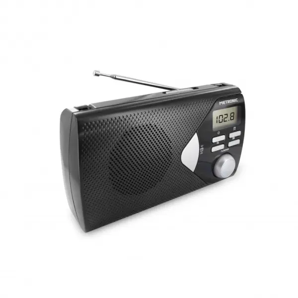 Metronic Radio Portatil AM/FM con Funcion Alarma - Pilas - Color Negro