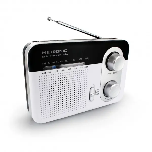 Metronic Radio Portatil AM/FM y Onda Larga - Colo blanco