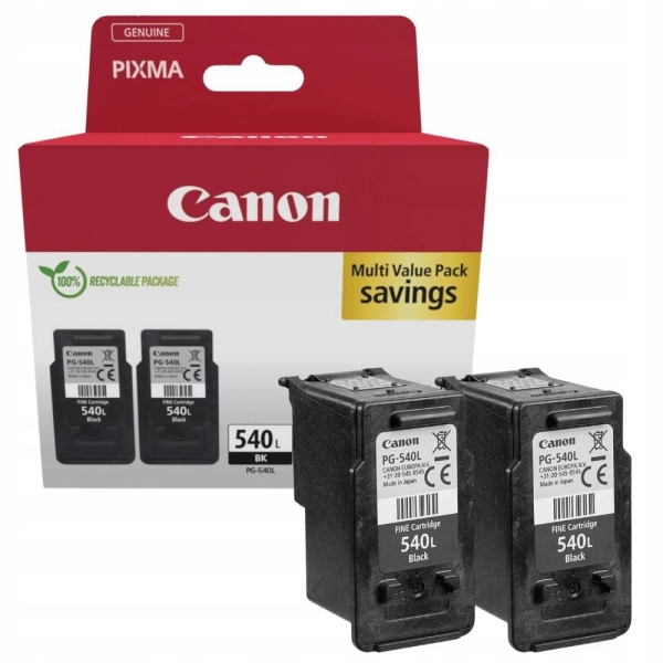 Canon PG540L Negro Pack de 2 Cartuchos de Tinta Originales - 5224B001/5224B010/5224B011/5222B004/522