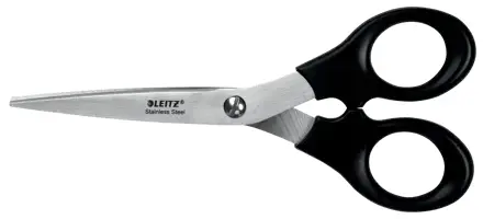 Leitz Tijeras de Acero Inoxidable 16.5cm - Ideales para Casa, Colegio, Oficina - Color Negro
