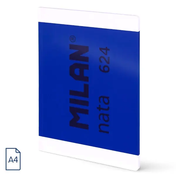 Milan Nata 624 Libreta Encolada Formato A4 Cuadricula 5x5mm - 48 Hojas de 95 gr/m2 - Microperforado 