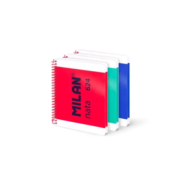 Milan Nata 624 Pack de 3 Cuadernos Espiral Formato A5 Lisos - 80 Hojas de 95 gr/m2 - Microperforado,