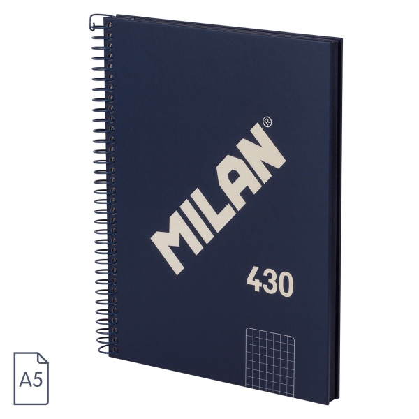 Milan Serie 1918 Cuaderno Espiral Formato A5 Cuadricula 5x5mm - 80 Hojas de 95 gr/m2 - Microperforad