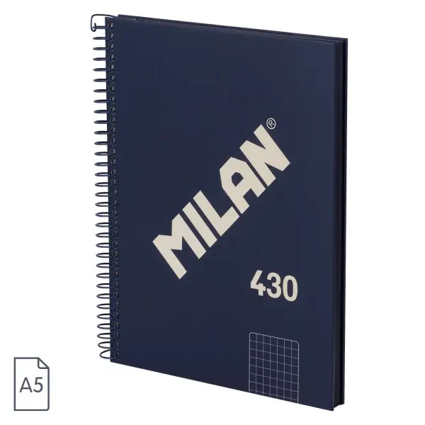Milan Serie 1918 Cuaderno Espiral Formato A5 Cuadricula 5x5mm - 80 Hojas de 95 gr/m2 - Microperforad