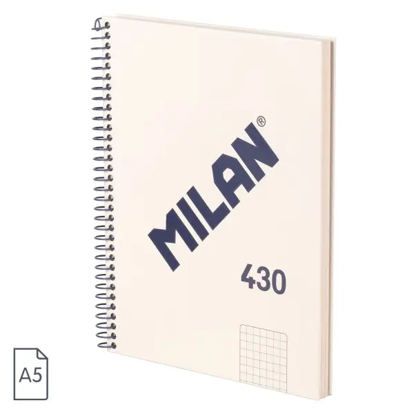 Milan Serie 1918 Cuaderno Espiral Formato A5 Cuadricula 5x5mm - 80 Hojas de 95 gr/m2 - Microperforad