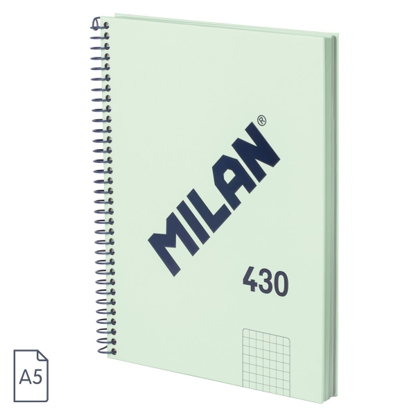 Milan Serie 1918 Cuaderno Espiral Formato A5 Cuadricula 5x5mm - 80 Hojas de 95 gr/m2 - Microperforad