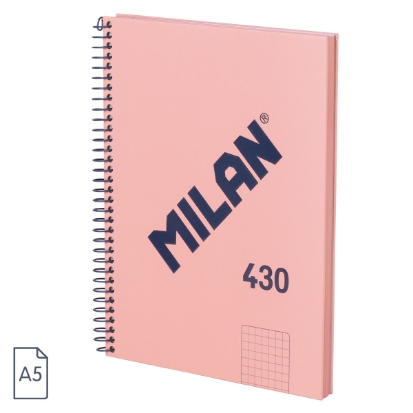 Milan Serie 1918 Cuaderno Espiral Formato A5 Cuadricula 5x5mm - 80 Hojas de 95 gr/m2 - Microperforad