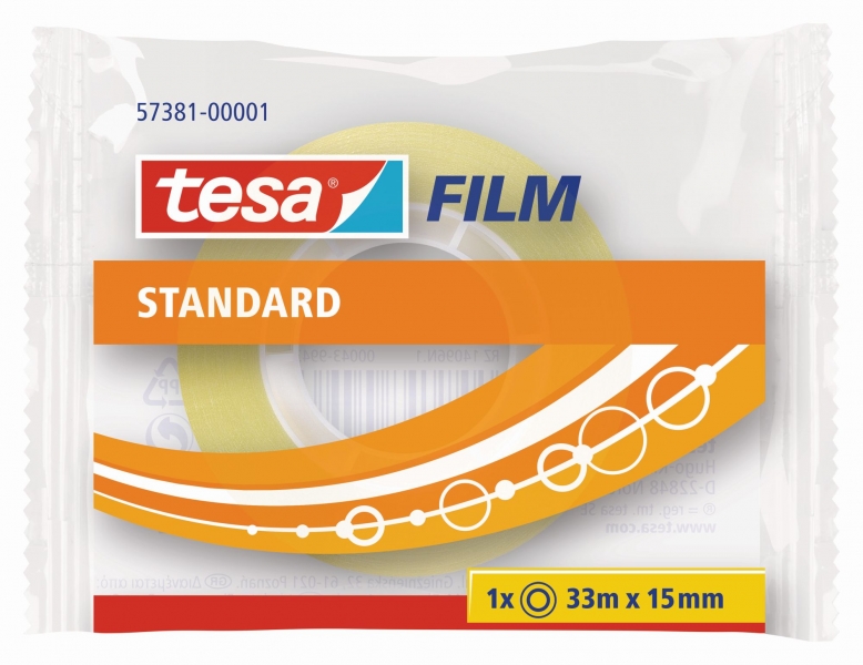 Tesa Tesafilm Standard Cinta Autoadhesiva Transparente 15mmx33m - Buena Adherencia y Alta Resistenci