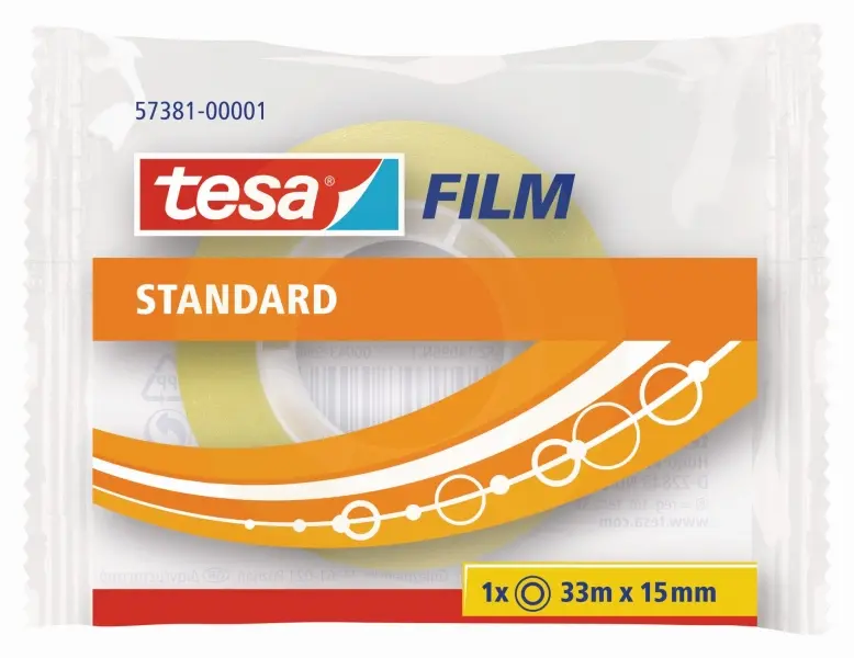 Tesa Tesafilm Standard Cinta Autoadhesiva Transparente 15mmx33m - Buena Adherencia y Alta Resistenci
