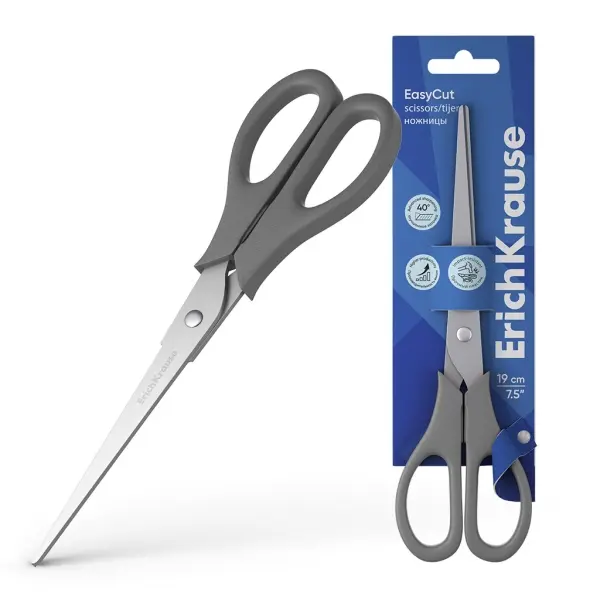 ErichKrause EasyCut Tijeras de Acero Inoxidable 19cm - Doble Afilado Avanzado - Colores Surtidos Ale