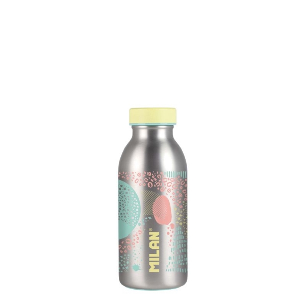 Milan Serie Silver Botella Isotermica 0.35L - Doble Pared de Acero Inoxidable - Liquidos Calientes h