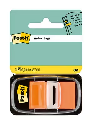Post-it Index Dispensador con 50 Marcadores Reposicionables 25.4 x 43.2mm - Adherencia Firme - Para 