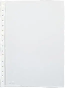 Pardo Pack de 100 Fundas Multitaladro A4 Transparentes 90 Micras - Acabado Cristal - Refuerzo en Bla