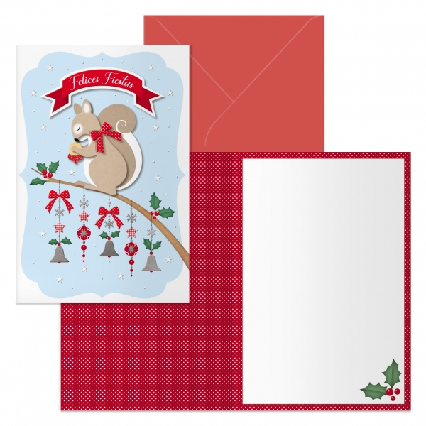 Dohe Ardilla Pack de 6 Tarjetas de Felicitacion Navide�a con Sobre - Tama�o Cerrada 11.5x17cm, Abier