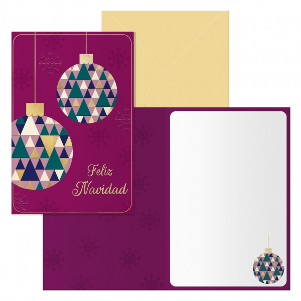 Dohe Esferas Pack de 6 Tarjetas de Felicitacion Navide�a con Sobre - Tama�o Cerrada 11.5x17cm, Abier