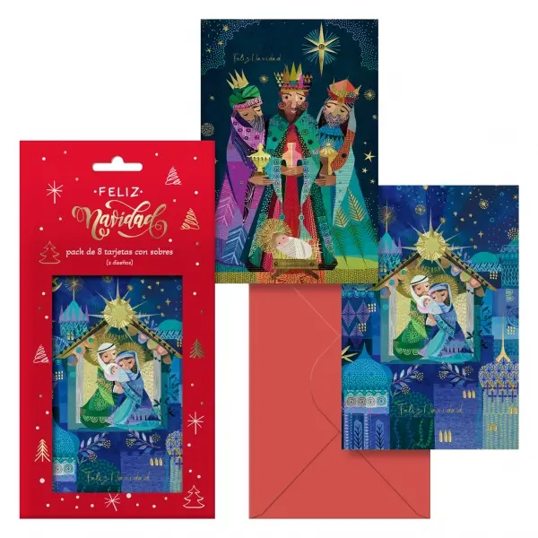 Dohe Nativity Pack de 8 Tarjetas de Felicitacion Navide�a con Sobre - 2 Modelos Distintos - Tama�o 1