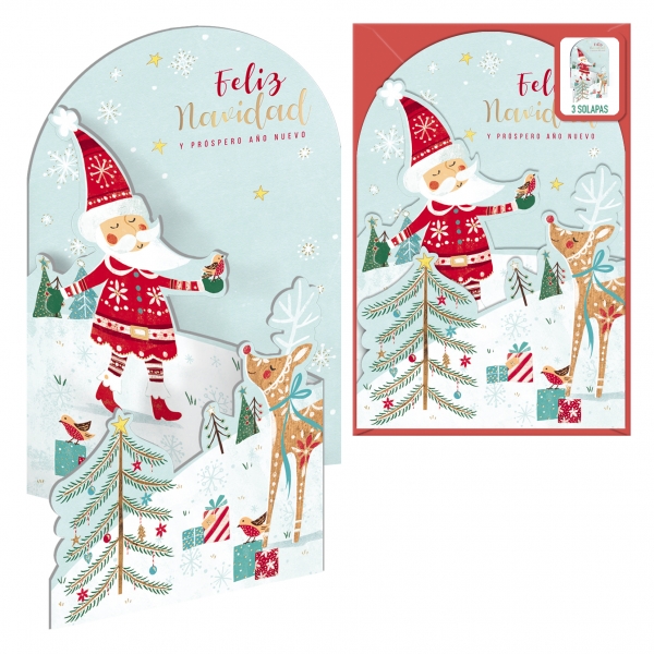 Dohe Santa en la Nieve Pack de 6 Tarjetas Desplegables de Felicitacion Navide�a con Sobre - Impresas