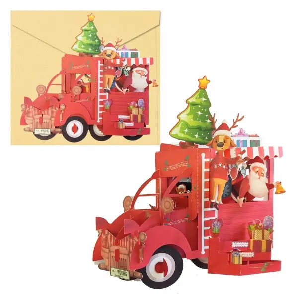 Dohe Truck Tarjeta 3D de Felicitacion Navide�a con Sobre - Tama�o 14.5x11cm - Impresas a todo Color