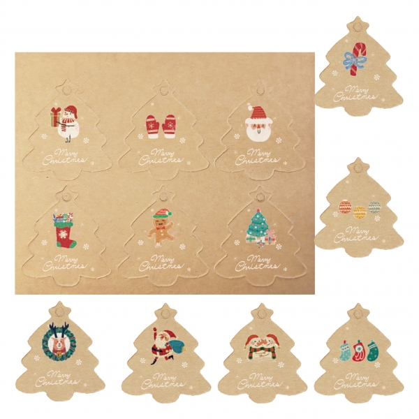 Dohe Navidad Kraft Pack de 48 Etiquetas para Regalos - Dise�os Navidad - Tama�o 4,5x5cm - Troquelada