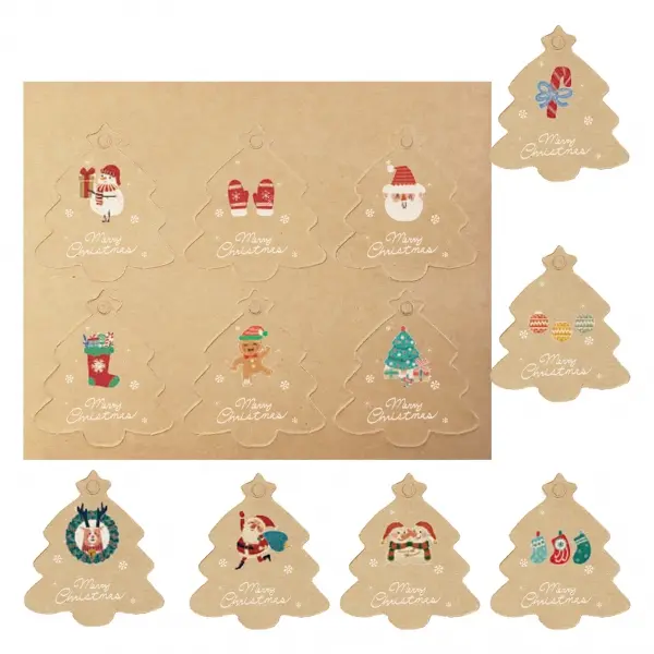 Dohe Navidad Kraft Pack de 48 Etiquetas para Regalos - Dise�os Navidad - Tama�o 4,5x5cm - Troquelada