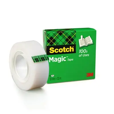 Scotch Magic Tape Cinta Adhesiva Invisible 19mmx33m - Acabado Mate Invisible - Perfecta para Etiquet