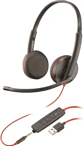 Plantronics/Poly Blackwire C3225 Auriculares con Microfono USB/Jack 3.5mm - Almohadillas Acolchadas 