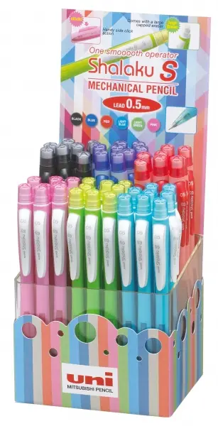 Uni-ball Shalaku S M5-228 Expositor de 48 Portaminas 0.5mm - Contiene 2 Minas HB - Goma de Borrar In