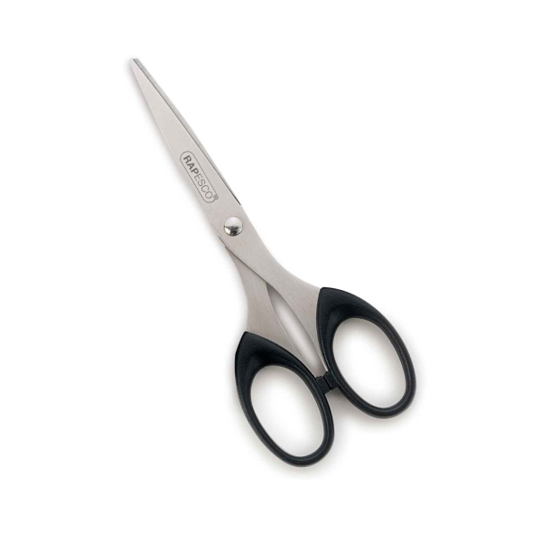 Rapesco Essential Tijeras de Acero Inoxidable 16cm - Mangos Ergonomicos - Aptas para Diestros y Zurd